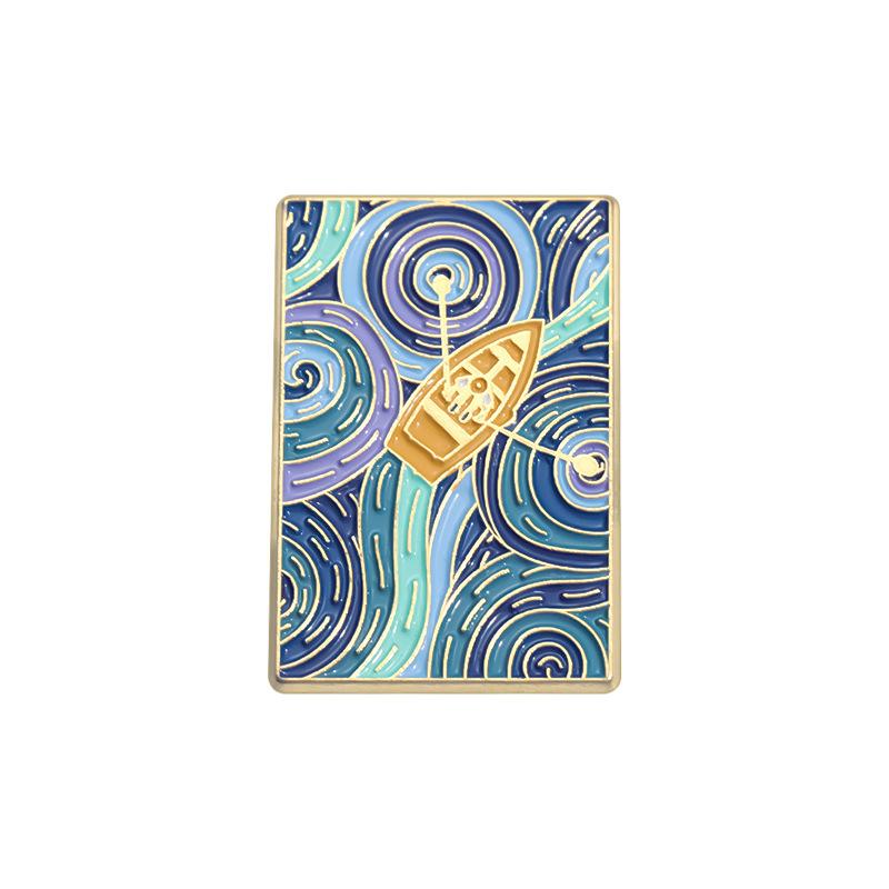 

Enamel Brooch Charming With Van Gogh Inspired Whale And Boat Cartoon Style Character QHXZ1342