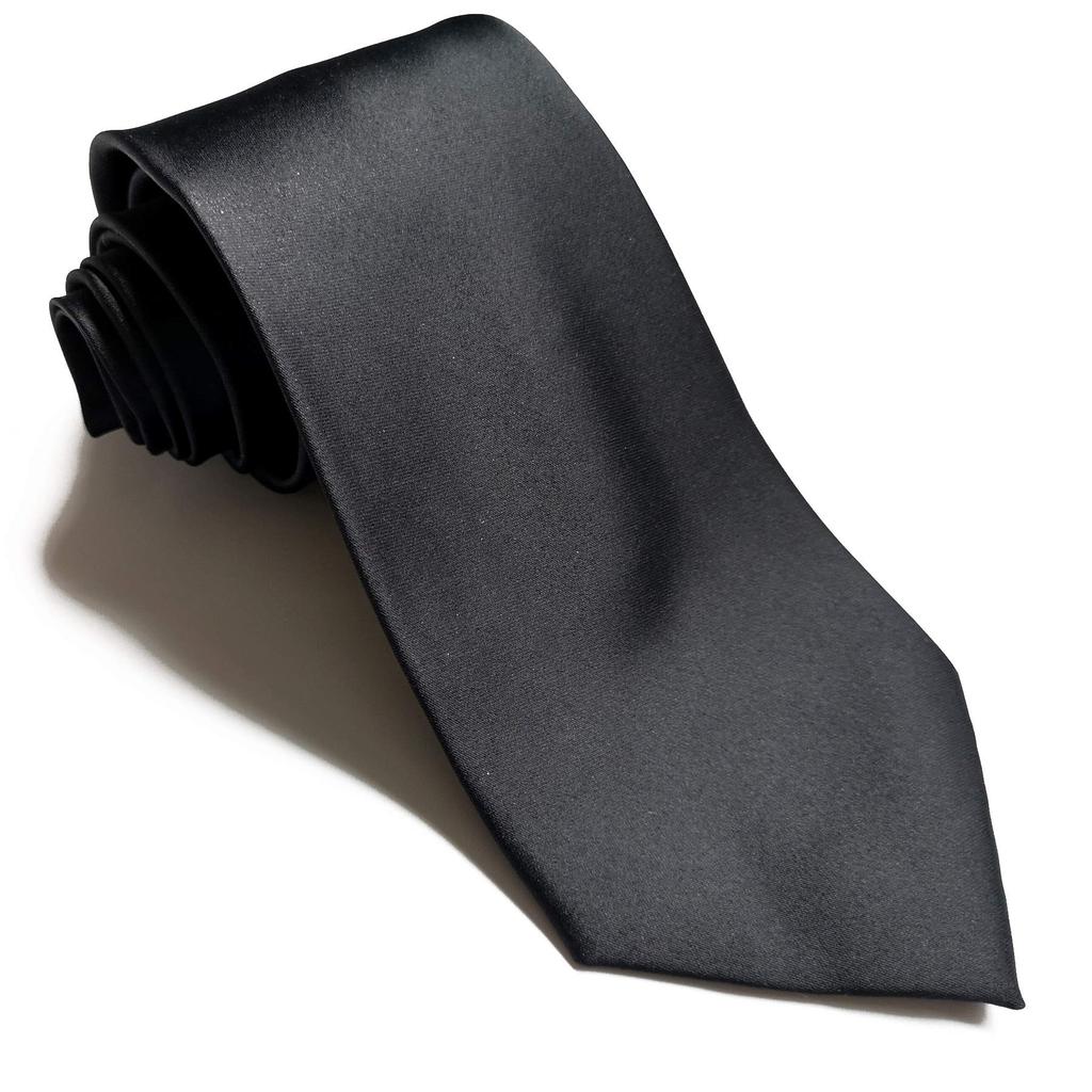 [Paris 16k] Black Necktie, Large Size, Plain, Men's Formal Wear, Funeral, Wake, Memorial Service, Formal Occasion, Washable, Long Size