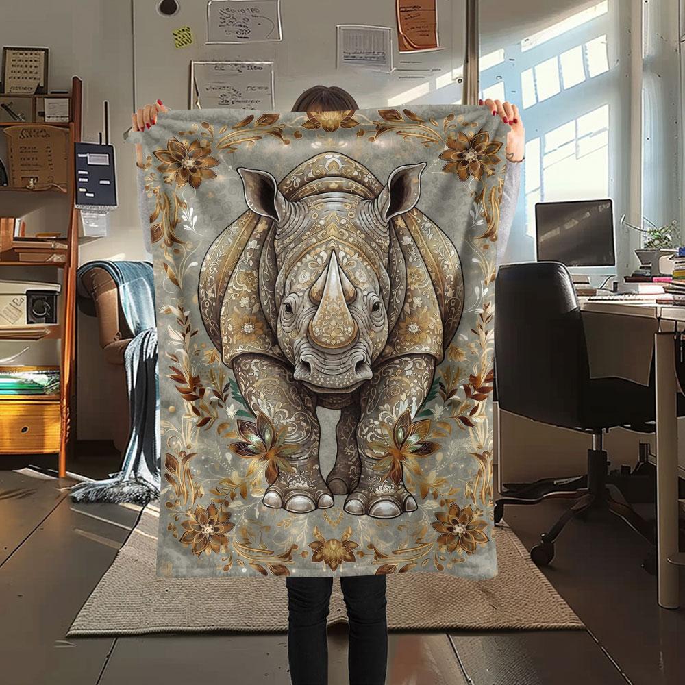 1Pc Mandala Animal Print Flannel Blanket, High quality Comfortable for All Seasons, Home Decor, Warmth and Comfort, Perfect for Christmas Gifts