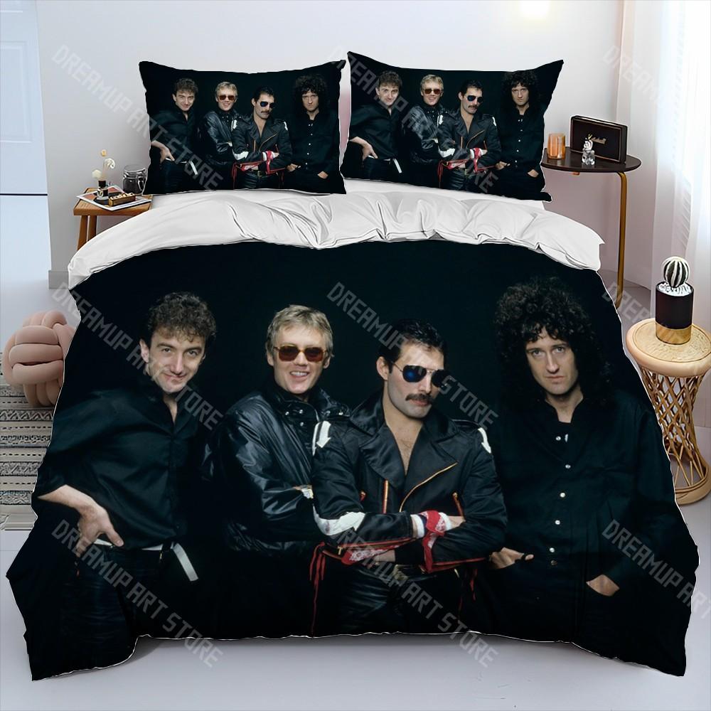 Freddie Mercury Queen-Rock-Band Comforter Bedding Set,Duvet Cover Bed Set Quilt Cover Pillowcase,King Queen Size Bedding Set