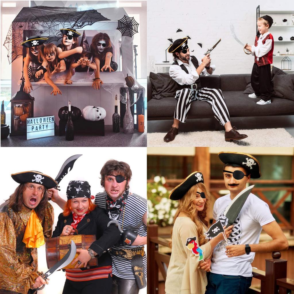 Halloween Costume Adult Halloween Cosplay Pirate Costume Set of 2 Hat Costume Halloween Pirate Cosplay Triangle Hat Unique Hat Adult Pirate Costume