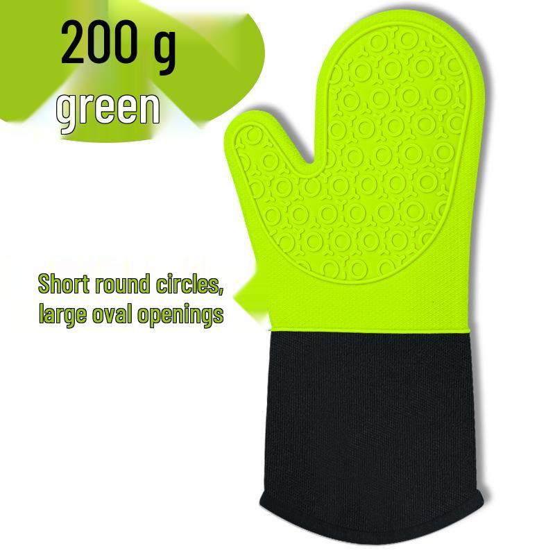 Nine Likes Thick Short Silicone Oven Gloves - Heat Resistant Kitchen Mitts with Two-Finger Design for Baking and Cooking
