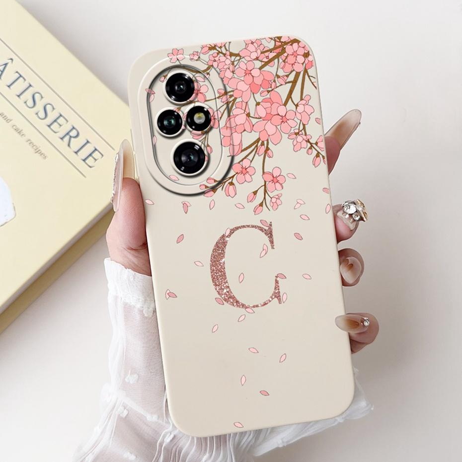 Fashion Crown Initial Letter Case For Honor 200 ELI-AN00 Lens Protective Cover For Honor200 5G Soft Silicone Phone Cases