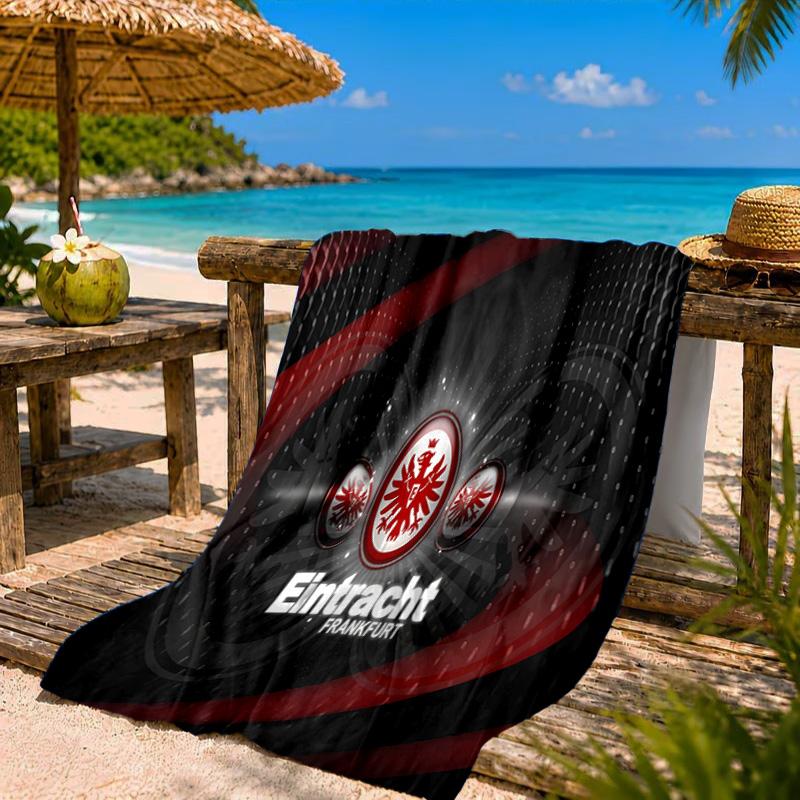 Flaming Heart Frankfurt Emblem Beach Towel Microfiber Beach Towel, Lightweight and Quick-Dry, for Summer Travel, Swimming Pool Fan Birthday Gift