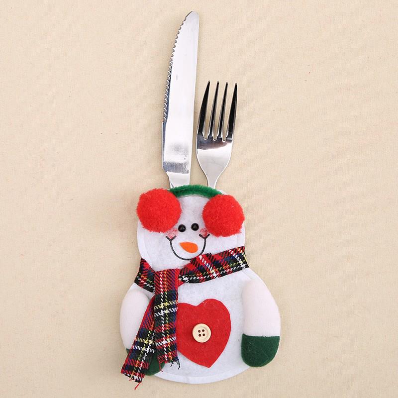 

Large Cartoon Santa & Reindeer Christmas Cutlery Sleeves - Red Non-Woven Fabric
