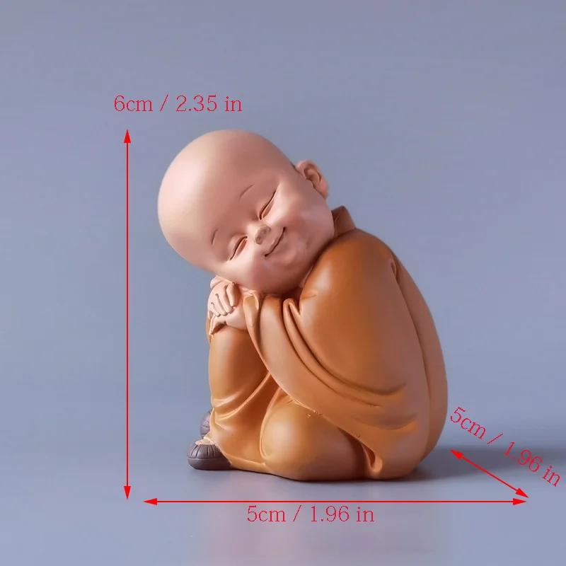 Resin Cute Little Monk Mini Statue Modern Handmade Sculpture Cute Home Living Room Desktop Figurines Children's Gifts Special