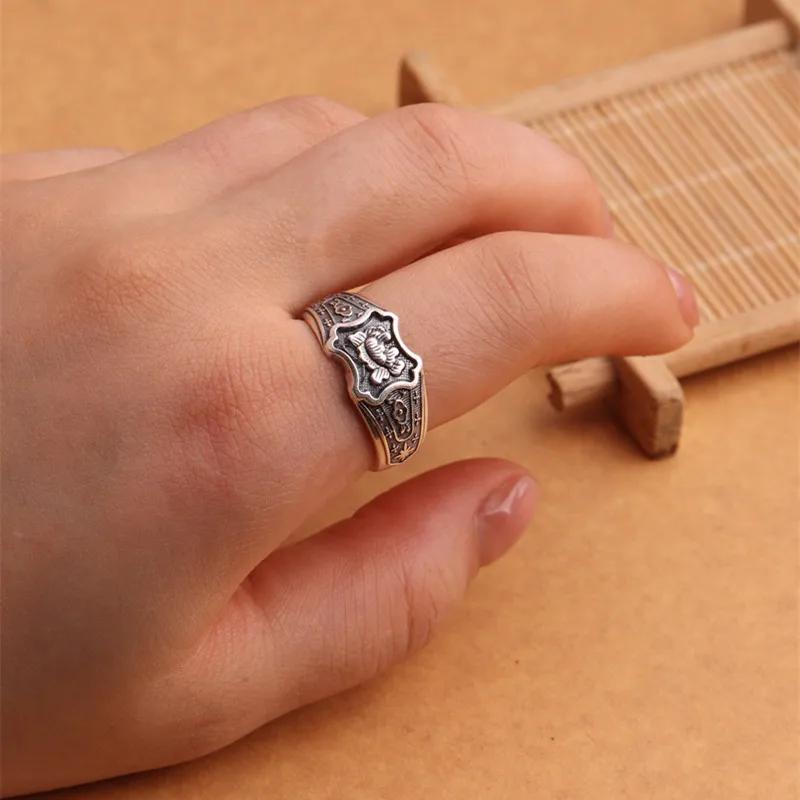 Ретро Кольцо Пион Восемь Направлений Богатства Регулируемое Открывающееся Парное Унисекс Ювелирные Аксессуары Модные Аксессуары resizable