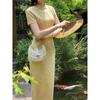 Yellow Improved Ancient Cheongsam New Chinese Girl Light New Summer Temperament Elegant Dress
