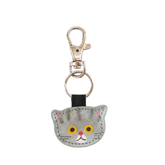 Japanese-Style Cute Kitten Keychain Charm - PU Leather Bag Accessory