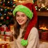 75cm Red Plush Christmas Hat with Green Edge - Adult Festive Decoration