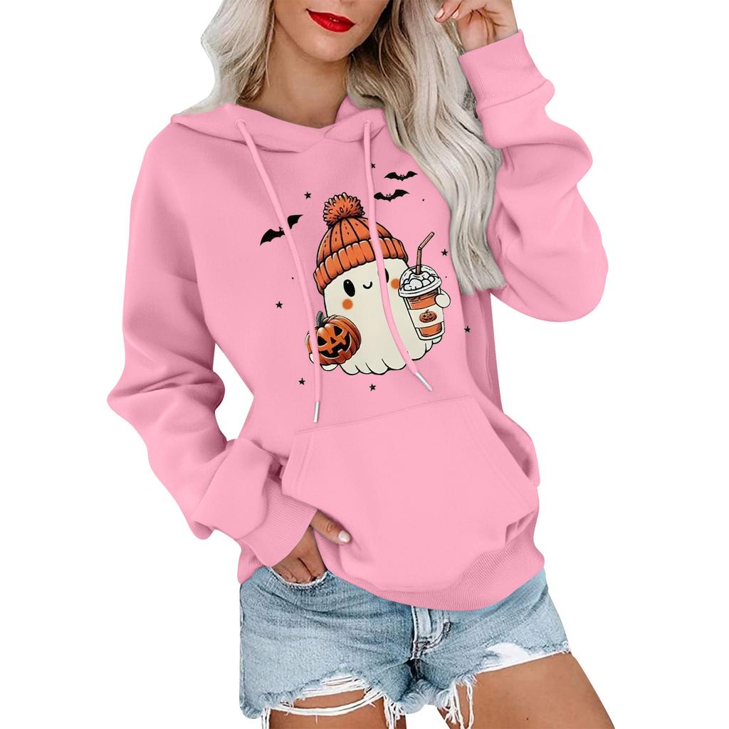 Women's Fashionable, Casual, Comfortable Round-neck, Hooded, Long-sleeved, Halloween-print Warm Sweater