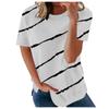 Women's Casual Fashion Short Sleeve Striped Printed Round Neck Pullover T-shirts
