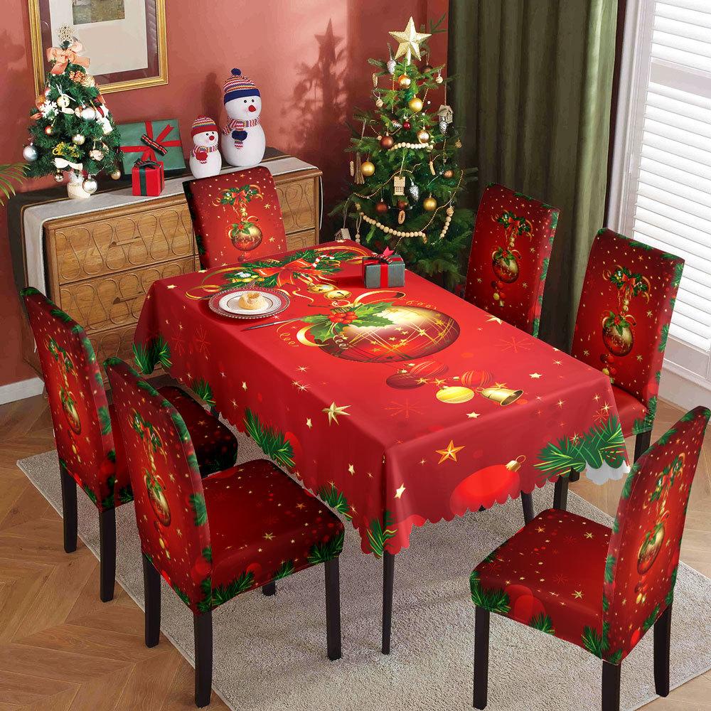 Festive Tablecloth Set Stretch Chair Covers Waterproof Christmas Decorations Dining Table Cloth Home Kitchen Decor