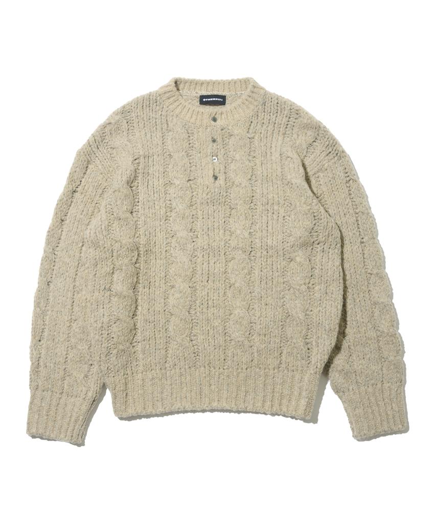 OTHERFITS Alpaca Henley Neck Knit (Beige)