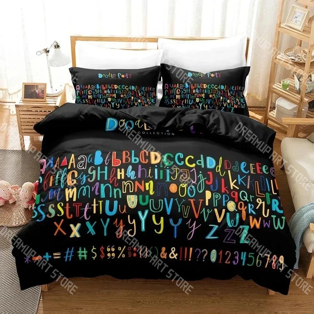Fashion Alphabet Lore Cartoon Bedding Set Single Twin Full Queen King Size Bed Set Kids Bedroom Duvetcover Sets Bed Sheet Set