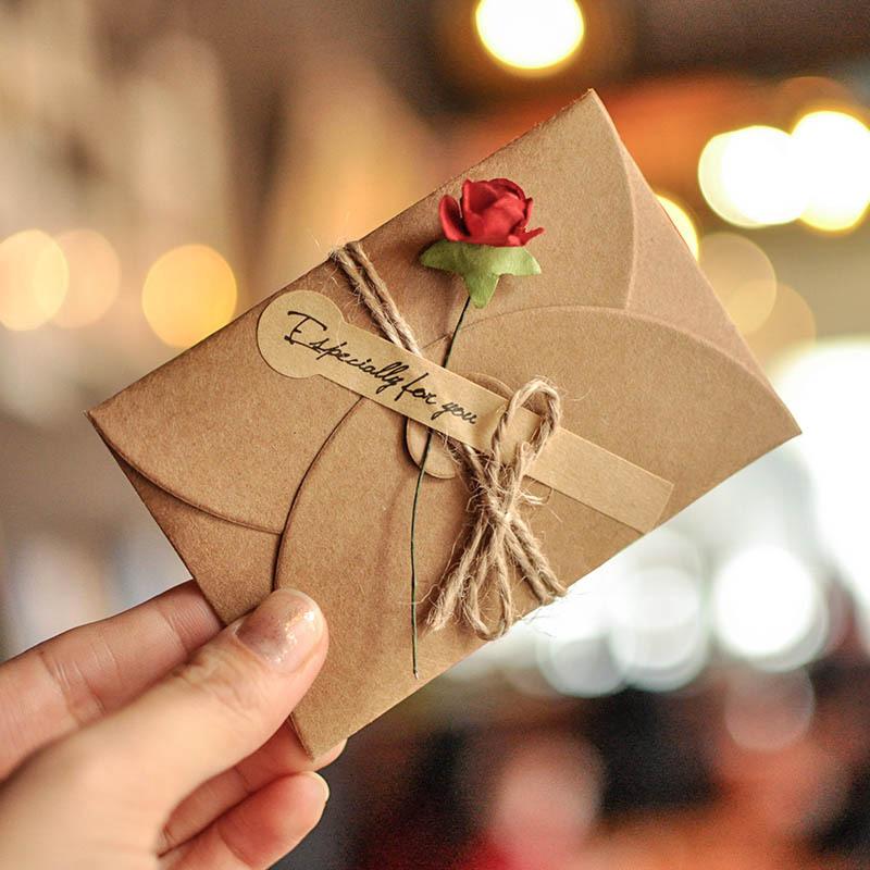 20 PZ BIGLIETTI di auguri fiori secchi biglietti di ringraziamento