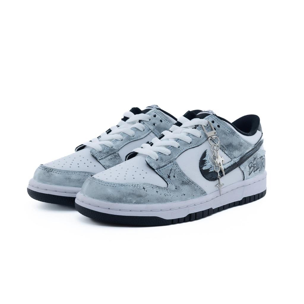 Nike Dunk Moonlight Graffiti Leather Abrasion Resistant Slip Resistant Low top Skateboard Shoes Unisex Black White HF5441-100(Team240-)