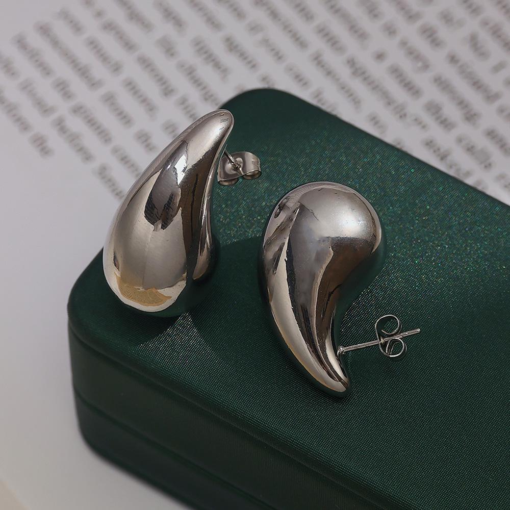 European and American INS Style Stainless Steel Water Drop Gold Ear Studs