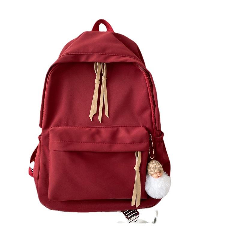 Schoolbag schoolbag female college student Japanese ins solid color Harajuku student backpack wholesale large capacity versatile backpack