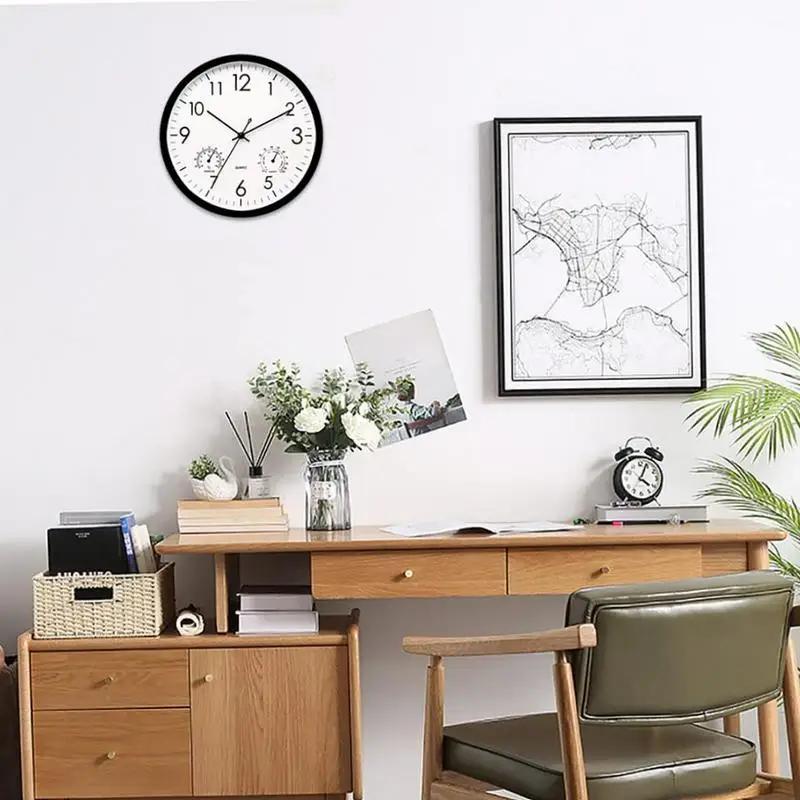 Utomhusklocka Dekorativ Rund Klocka Med Termometer och Luftfuktighet Stora Väggklockor Vattentät Elegant Retro Tyst Klocka