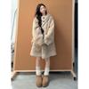 Lamb Wool Hooded Thick Coat with Fur Trim - 2025 Korean Style Mid-Length Fluff.