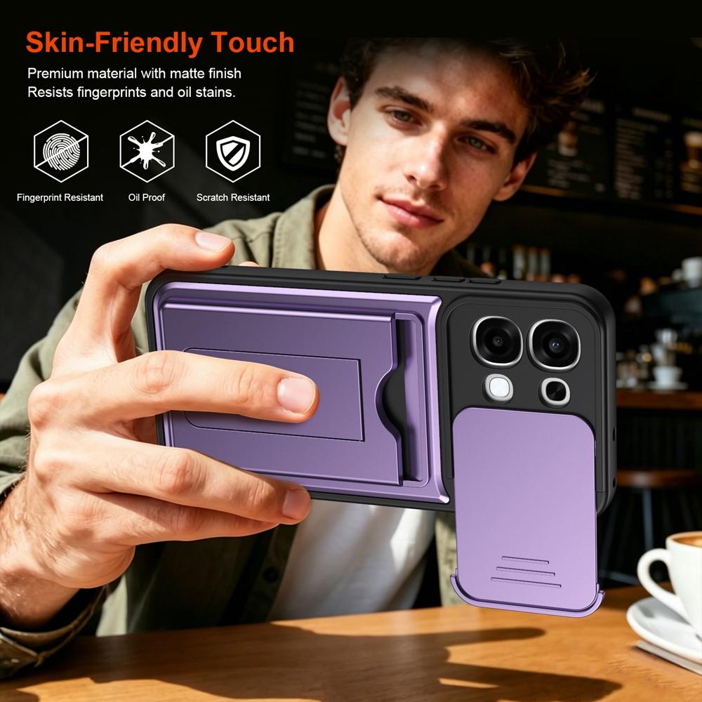 Shockproof Armor Card Slot Bracket Holder Slide Lens Protect Phone Case For OPPO A6 Pro A6 A6X 4G A6S 5G Wallet Back Cover