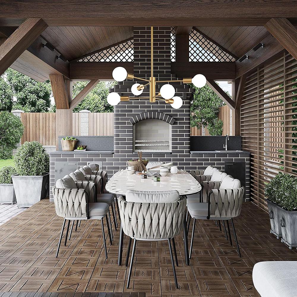 Lampadario Moderno Sputnik, Lampadario a 6 Luci Oro per Sala da Pranzo, Luci a Sospensione Regolabili in Altezza Lampadario Rustico per Isola Cucina
