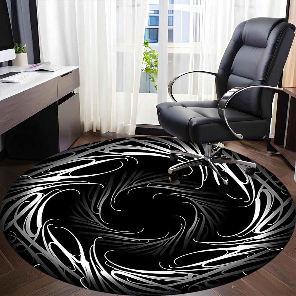1pc Swirl Pattern Carpet, Round Non