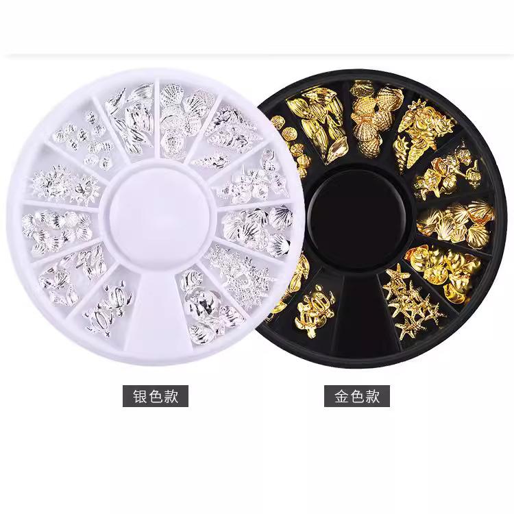Nail Art Accessories Tools, Metal Rivets Ocean Series Star Shell Silver Rivet Disc