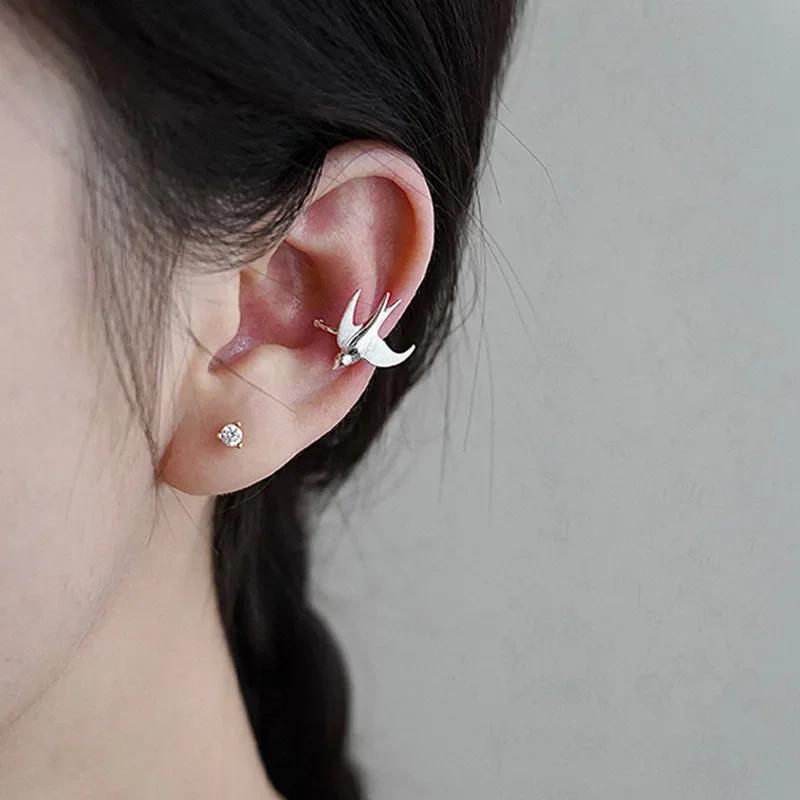 New Arrived Swallow Bird Clip On Earrings for Girls Cute Animal Chinese Style National Tide Earring Ladie Fashion Jewelry Gift