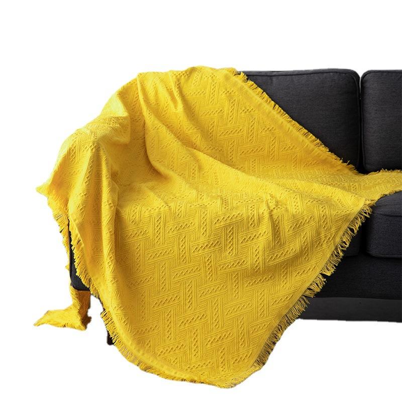 Solid Color Sand Release Four Seasons Cotton Blanket Sofa Cover Towel Multi-purpose Thread Blanket