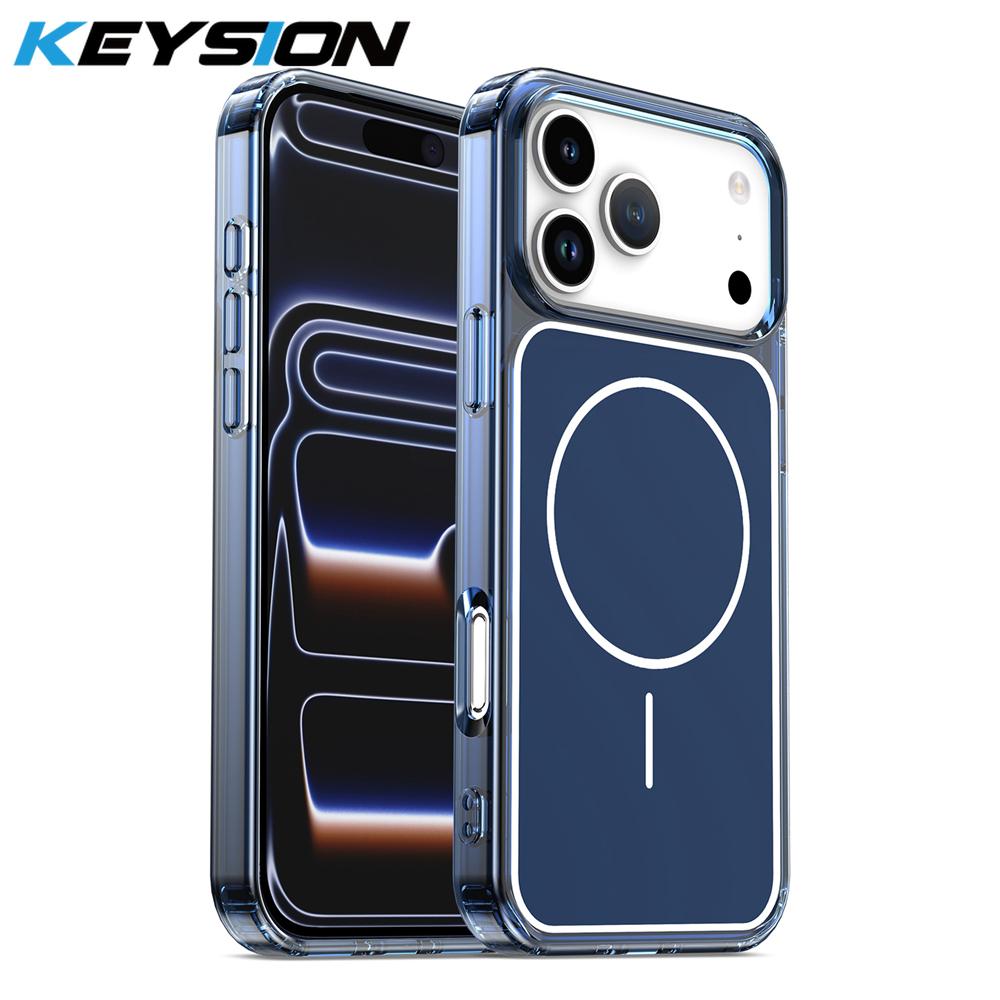 KEYSION Strong Magnetic Phone Case for MagSafe for iPhone 13 14 15 16 17 Pro Max 17 Air 16 Plus TPU+PC Shockproof Wireless Charging Phone Cover