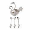 Swan Dinnerware Set Metal Tableware Cutlery Set Decorative Swan Base Holder with 6 Spoons for