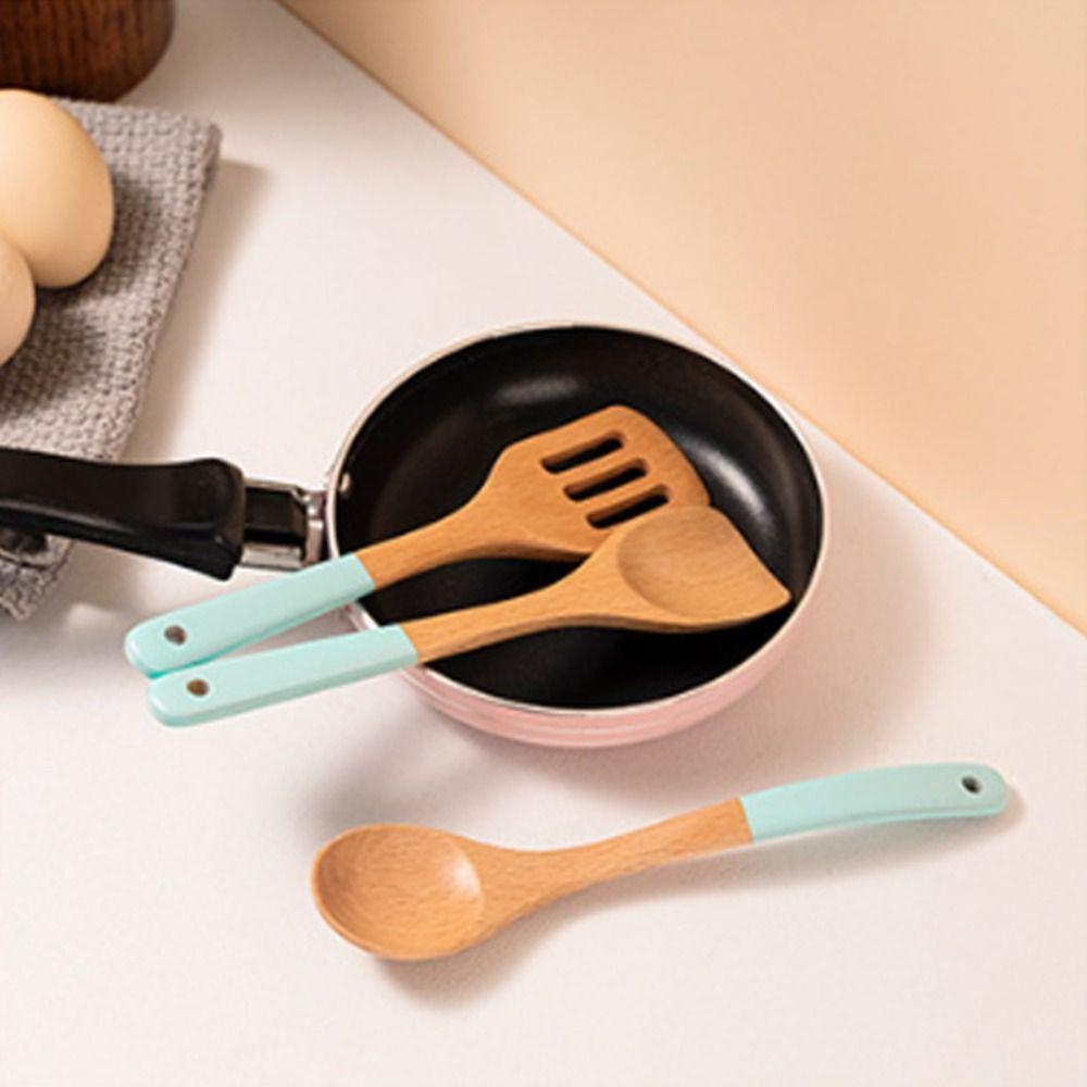 Cooking Spatula Mini Wooden Spatula Solid Wood Children Kitchenware Gift Wooden Spoon  Kid