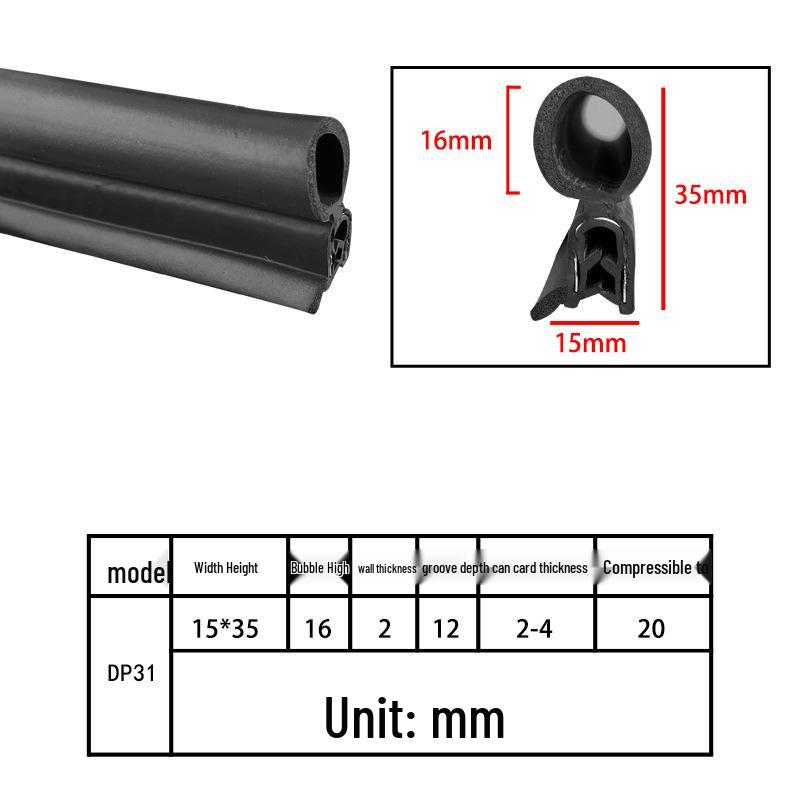 U-Shaped Rubber Steel-Backed Sealing Strip for Car Doors and Cabinets