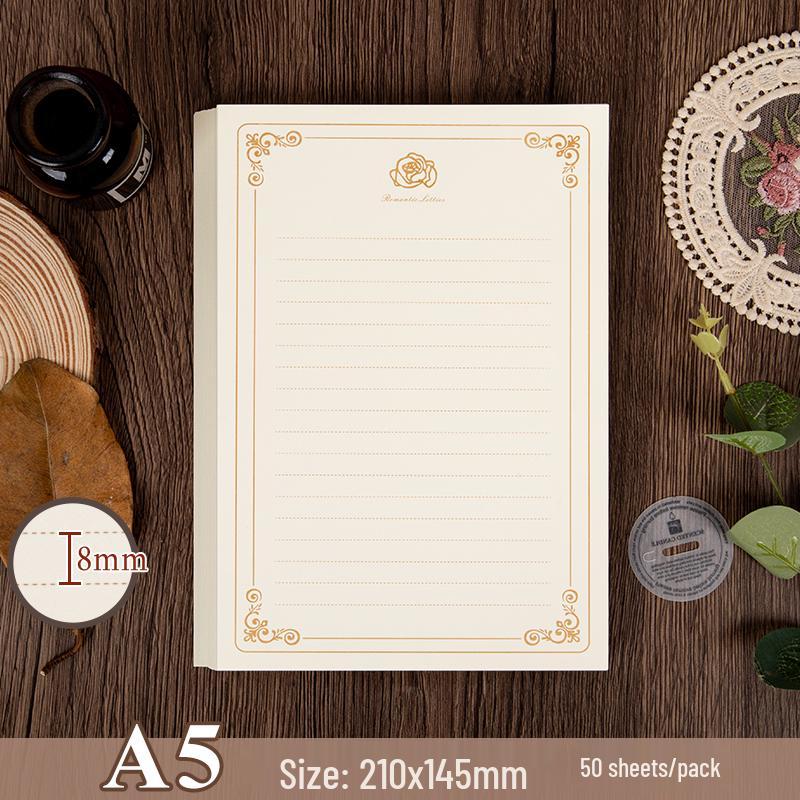Retro Kraft Paper Love Letter Set - A4/A5/B5 Lined Stationery for Students