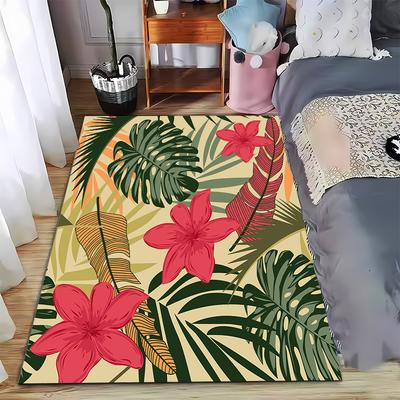 Tropical Floral Carpet, Vibrant Colors with Nature's Touch Suitable for Use As an Anti-slip Game Mat for Living Room and Bedroom Sofas