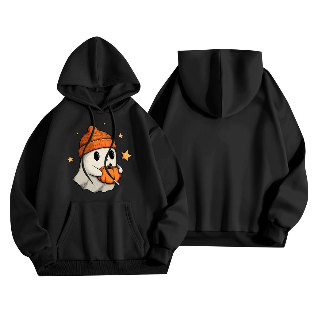 Women's Fashionable, Casual, Comfortable Round-neck, Hooded, Long-sleeved, Halloween-print Warm Sweater