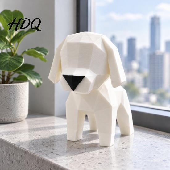 Modern Desk Accessories 3D Printed Geometric Puppy Figurine Minimalist Dog Statue Creative Animal Crafts Cute Artistic Sculpture for Home
