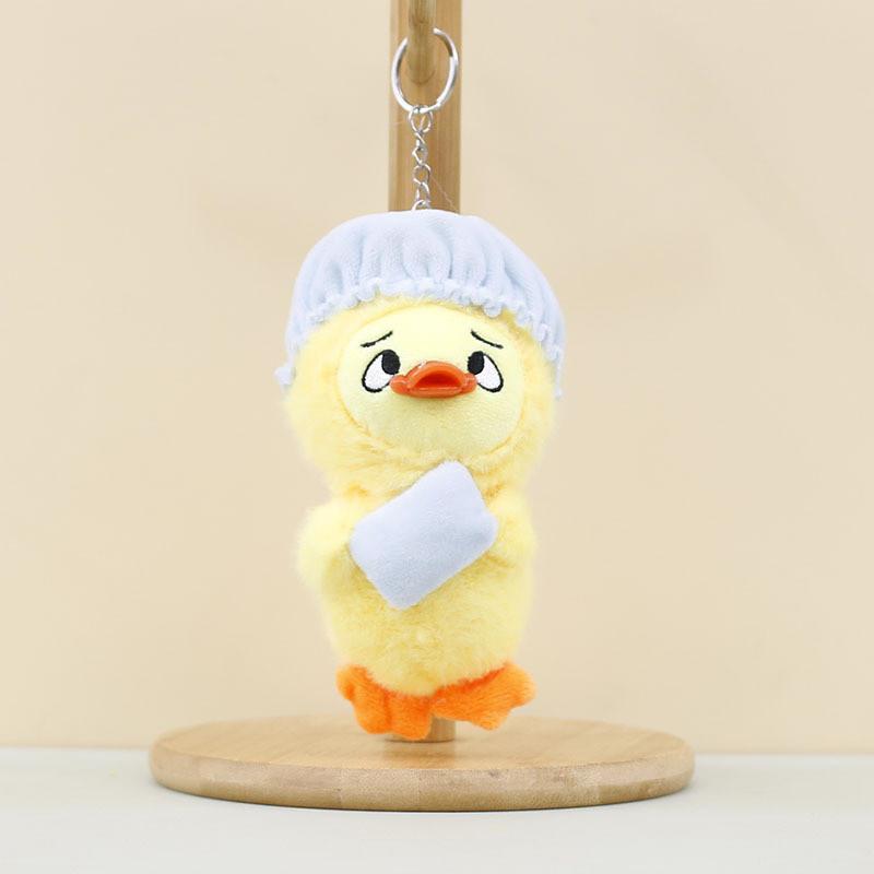 Fluffy Plush Annoying Duck Keyring Short Plush Animal 14cm Fun Desk Accessory