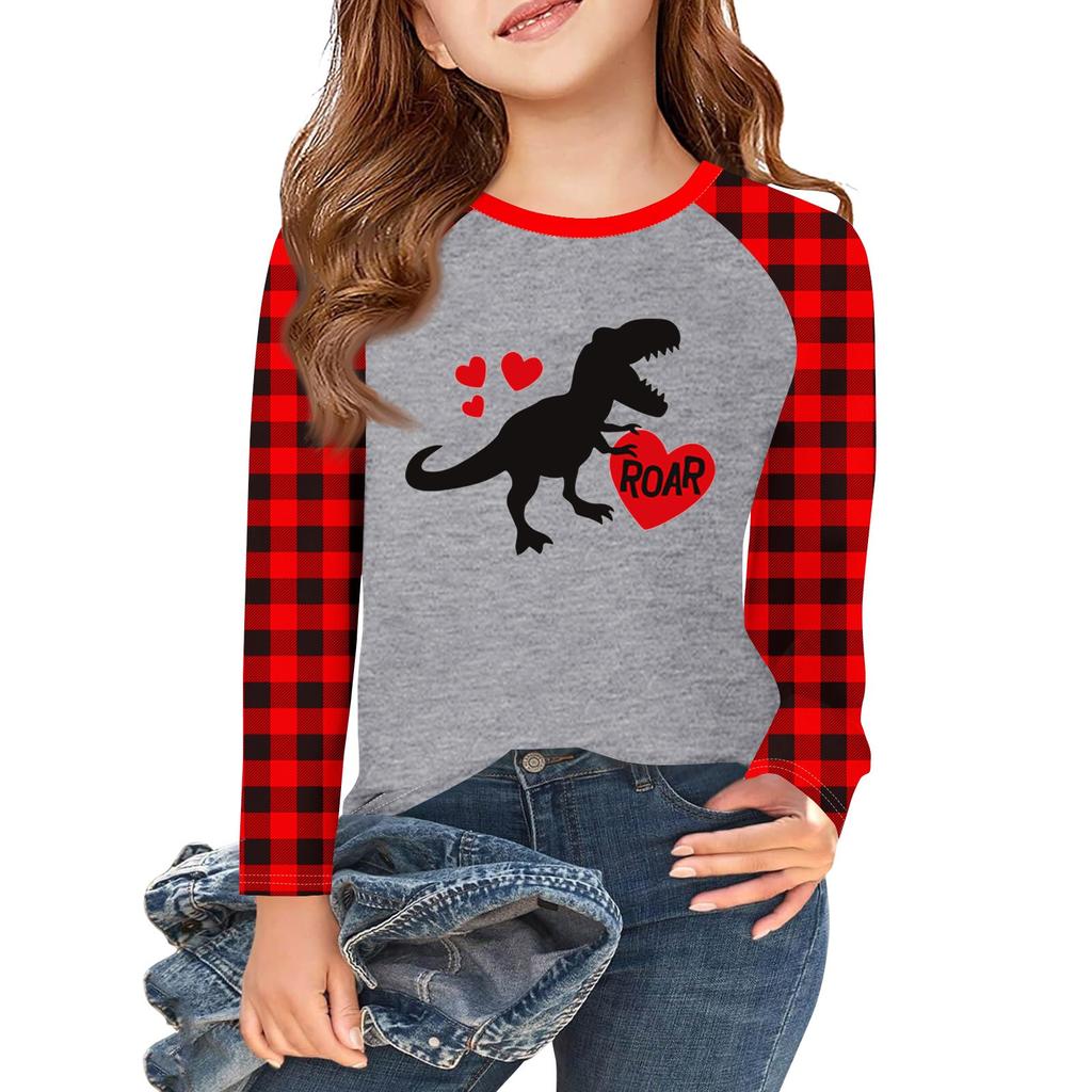 Mädchen Langarm Liebe Valentinstag T-Shirts Kinder Herbst Oberteile Rundhals Basic T-Shirts 5-14J