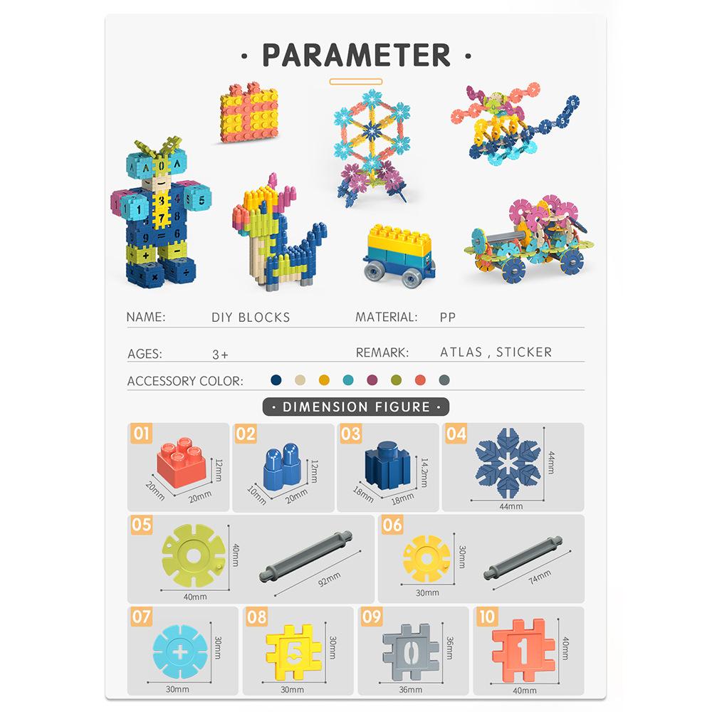 Children'S Changeable Square Bullet Snowflake Granules Building Block Educational Toys & Color Box Small Gifts