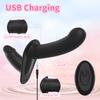 Women's Rechargeable 10-Mode Remote Control Leather Strap-On Silicone Dildo
