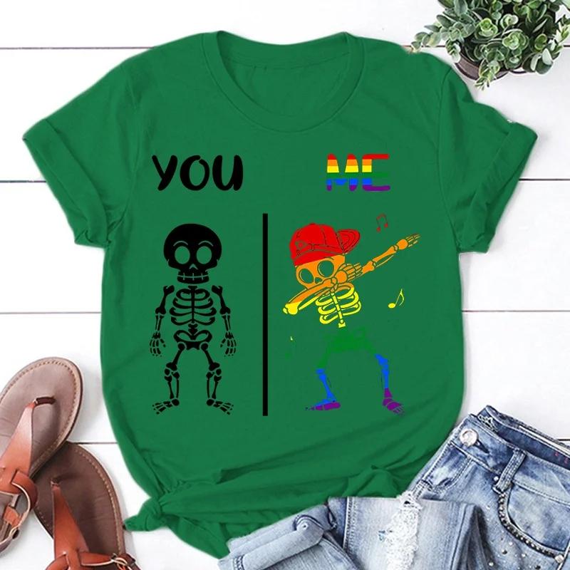 New Funny Lgbt You Me Dab Skeleton T Shirt Unisex Short Sleeve O Neck Summer Casual Letter Printing T-Shirt Top Tee