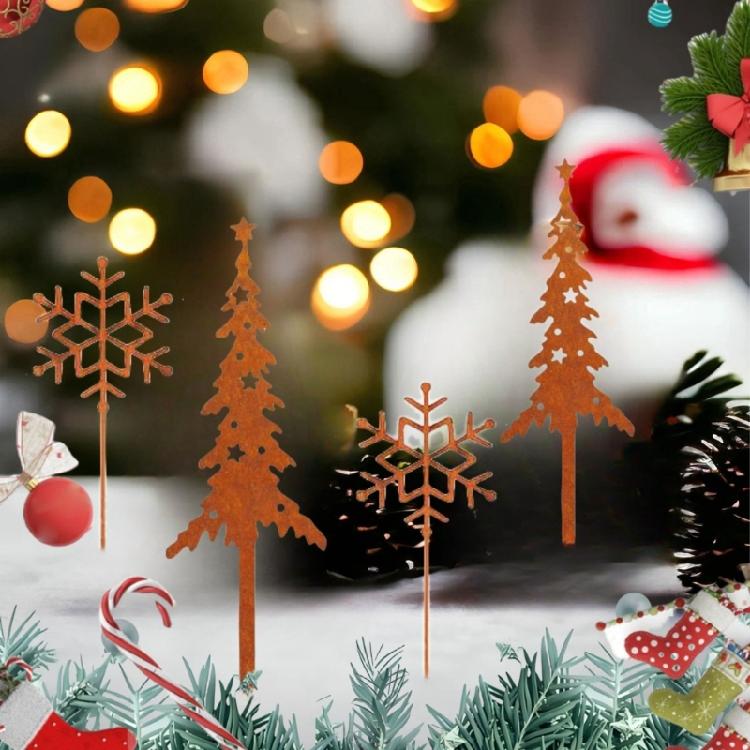 Metal Deer Christmas Garden Stake Rust Deer Yard Stakes Outdoor Yard Lawn Ornaments Holiday Stake Christmas