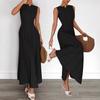 2026 New Women's Clothing Pleated Temperament Elegant Dress Sleeveless Long Dress Temperament Commuting