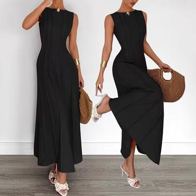 2026 New Women's Clothing Pleated Temperament Elegant Dress Sleeveless Long Dress Temperament Commuting