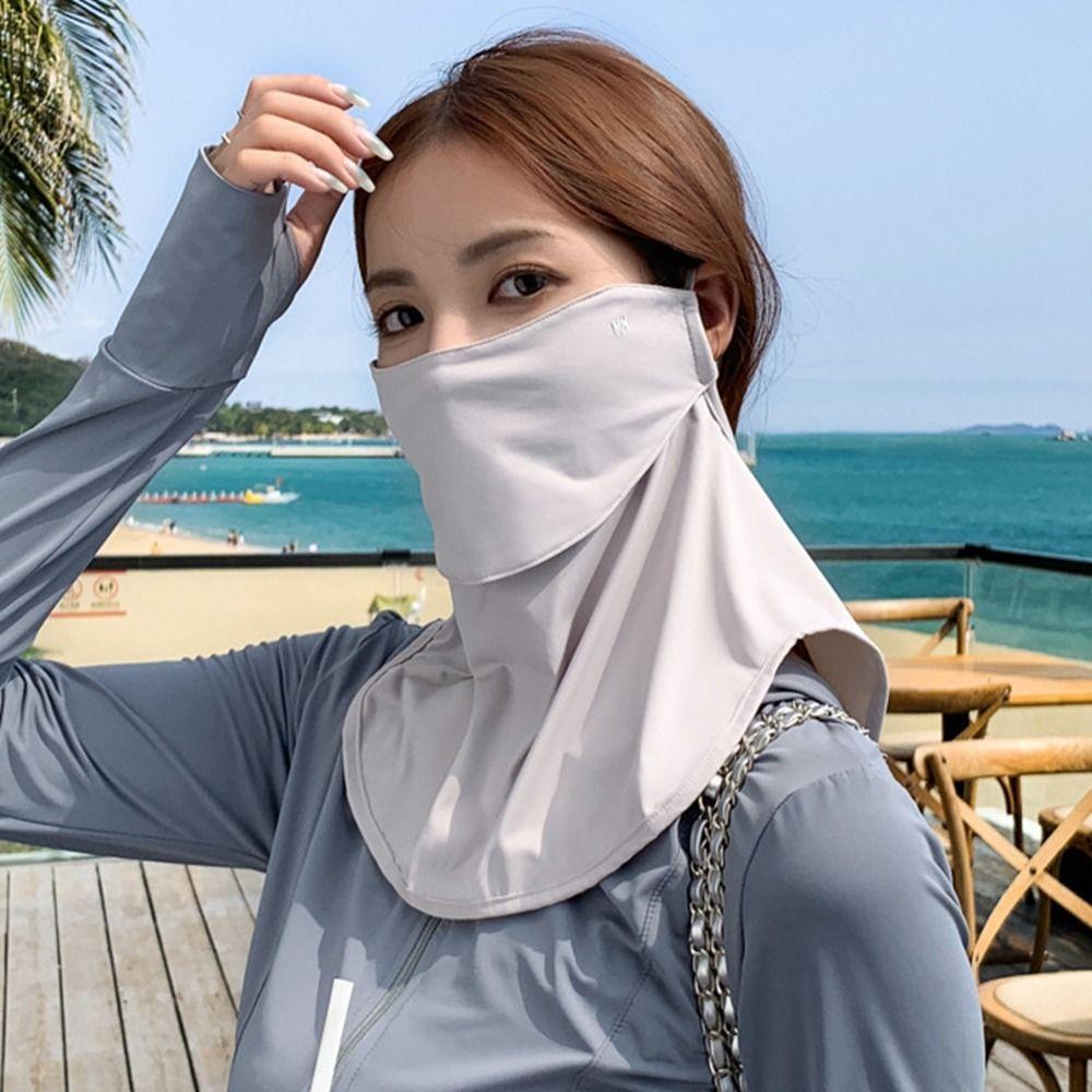 Summer Face Scarves Ice Silk Mask Solid Color Sunscreen Face Scarf Neck Wrap Cover  Windproof