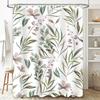 Chic Floral Shower Curtain Greenery Pink Bloom Design Watercolor Print for Bathroom Decorations 72''x84'' Long Size Polyester Fa