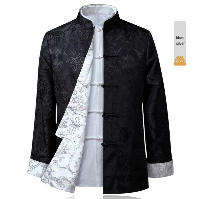 Pánská hedvábná čínská retro oboustranná bunda Tang suit